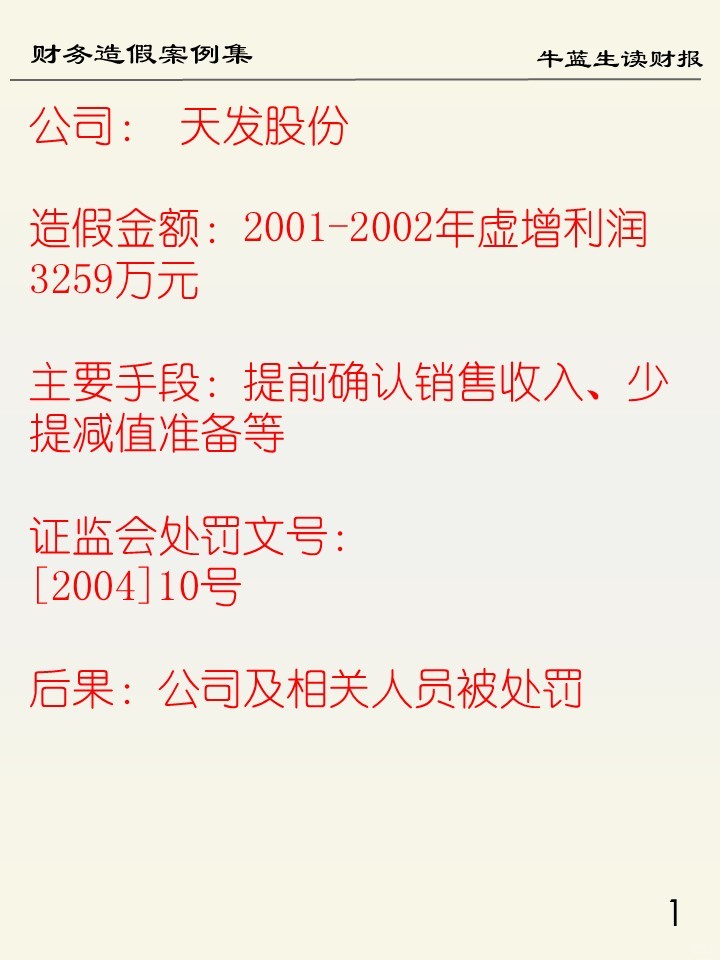 财务造假案例集 | 100 天发股份