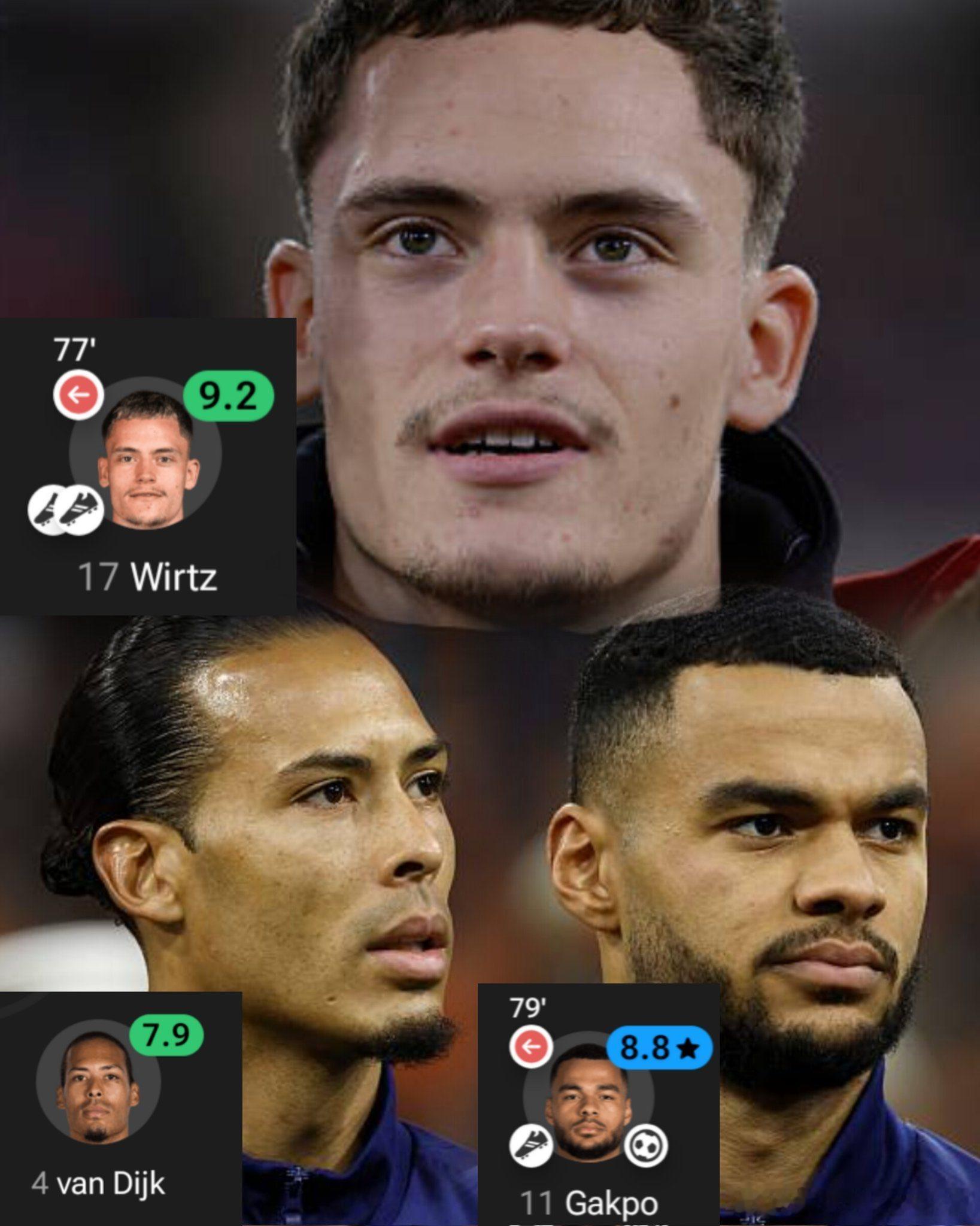 维尔茨2助攻德国6-0斯洛伐克加克波1传1射 范迪克拿到高分荷兰4-0立陶宛 