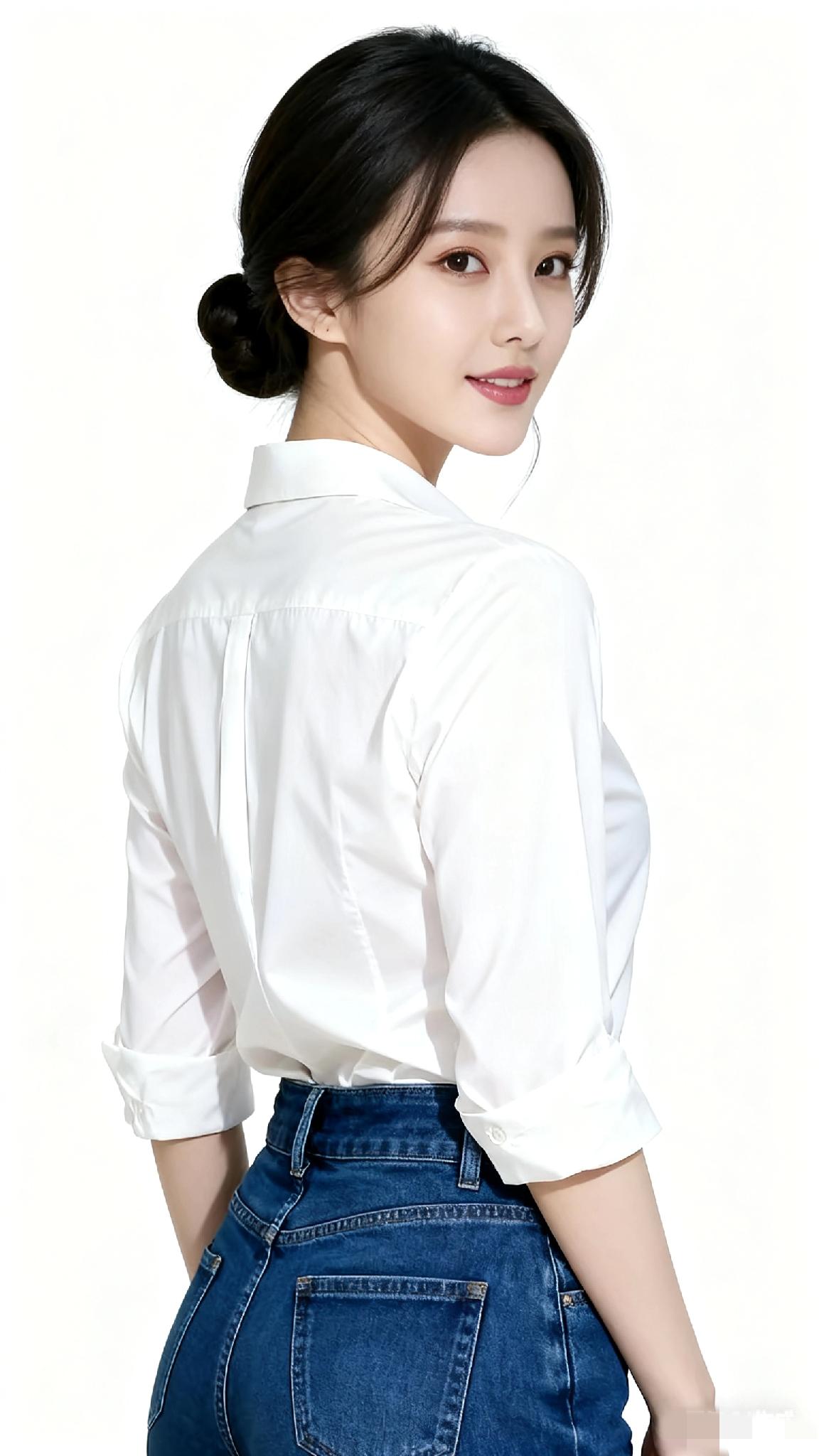 优雅白衬衫与牛仔裤的完美搭配，简约而不失时尚！👗👖