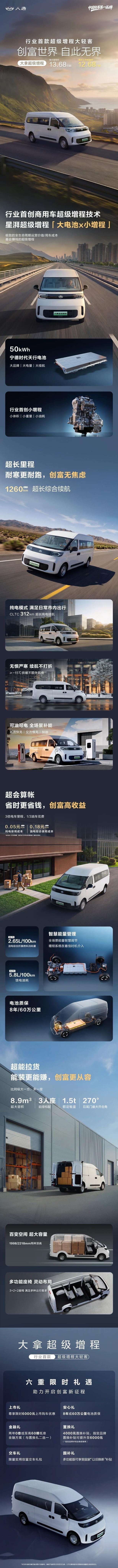 上汽大通大拿超级增程正式上市，限时上市权益价12.68万元起！