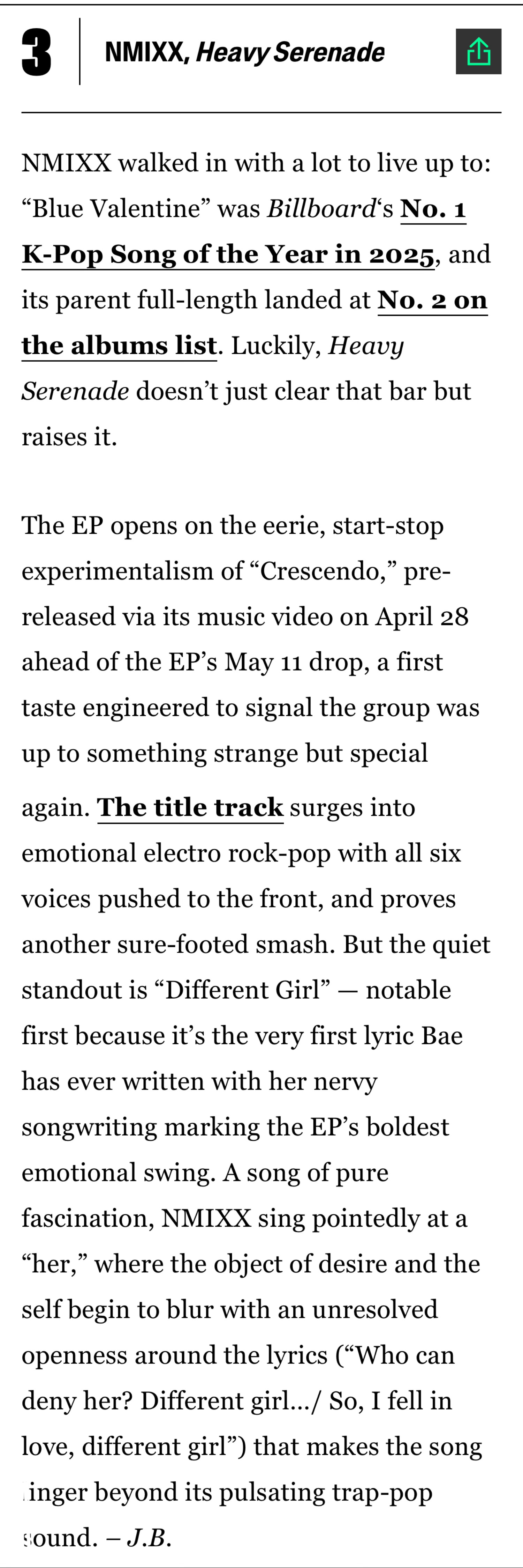 【食堂】Billboard工作人员评出的2026目前最好的25张KPOP专辑🥉