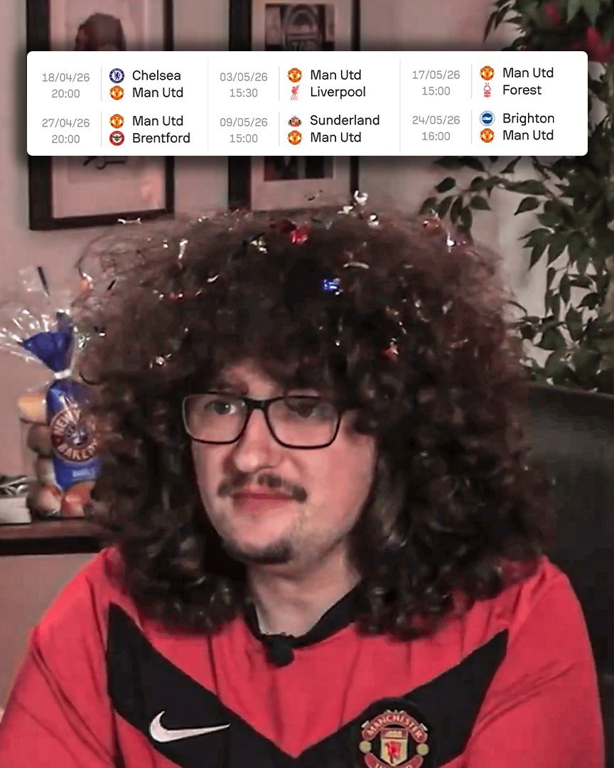 曼联连赢五场才剪头发的曼联球迷，一个梗玩了一个赛季：现在赛季只剩下六场比赛了 