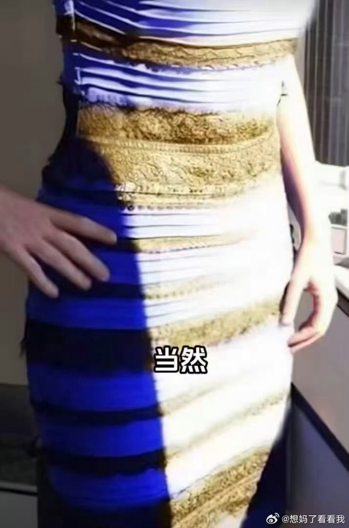 已知三张图是一条裙子 所以到底是蓝黑色还是白金色？ 