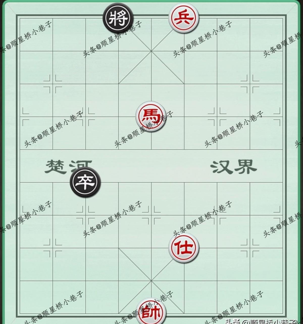 红方一匹老马，一个快朽的兵，对面黑方就一个过河卒。
你猜谁赢？
答案是：和。
但