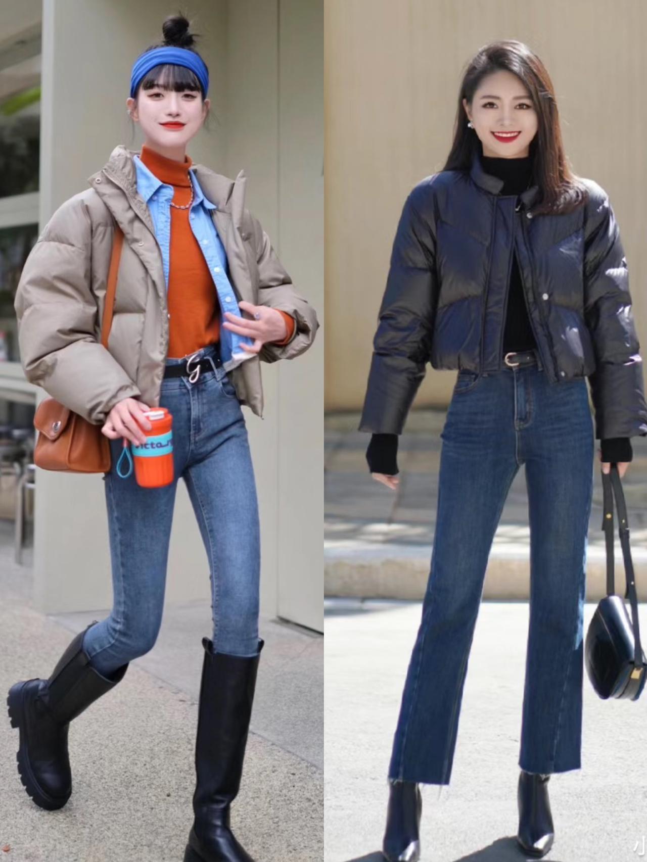 深秋别穿得太臃肿，“短款棉衣+高腰裤”利落显高，真适合小个子
时尚博主们在深秋季