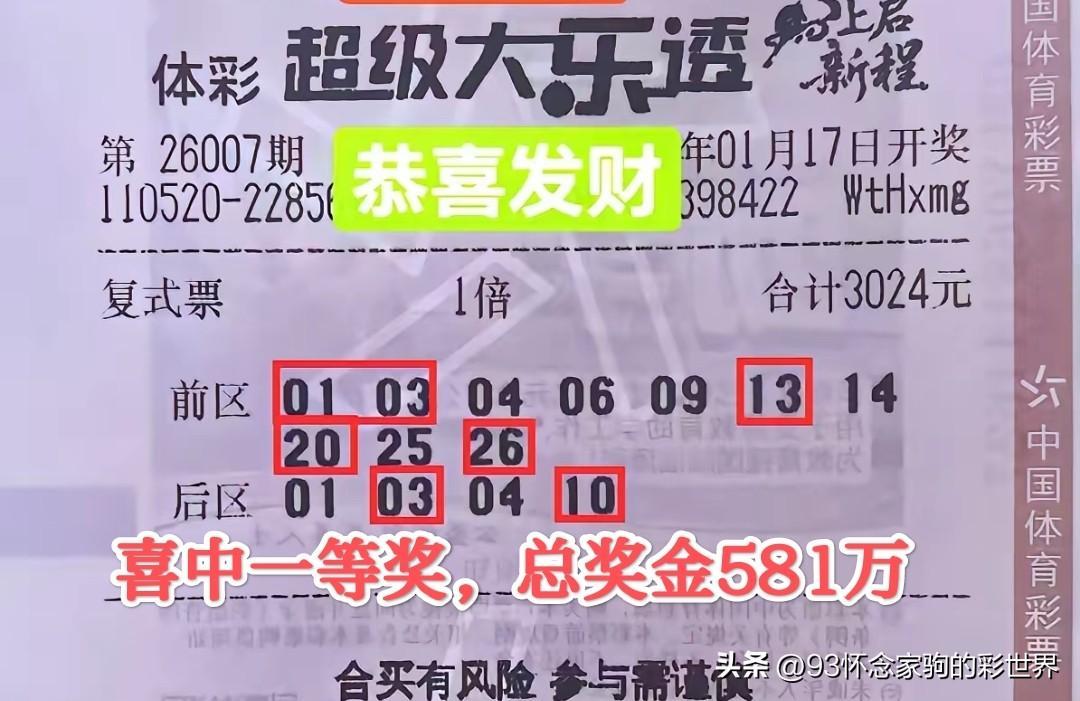 合力擒大奖！贵州彩民3024元复式票喜中大乐透一等奖，揽获581万元奖金，中奖票