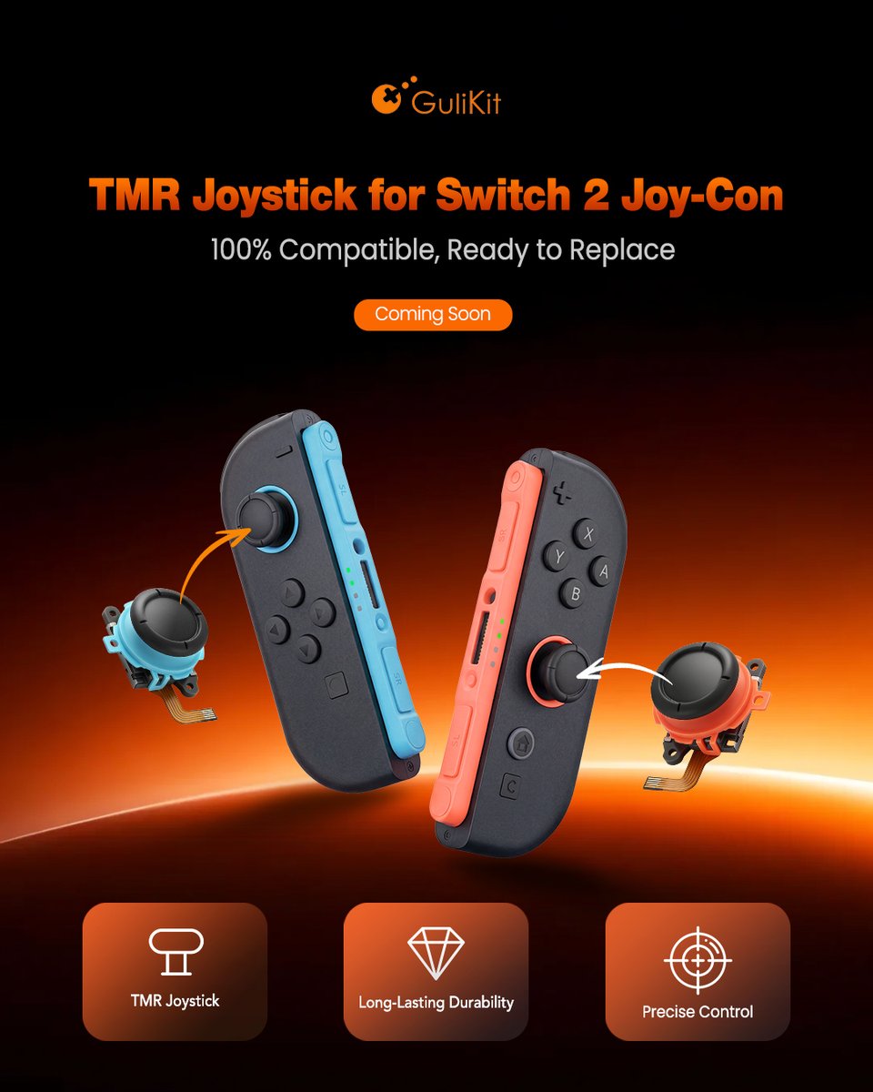 谷粒将推出适用于任天堂 Switch 2 随附 Joy-Con 2 的 TMR 摇杆