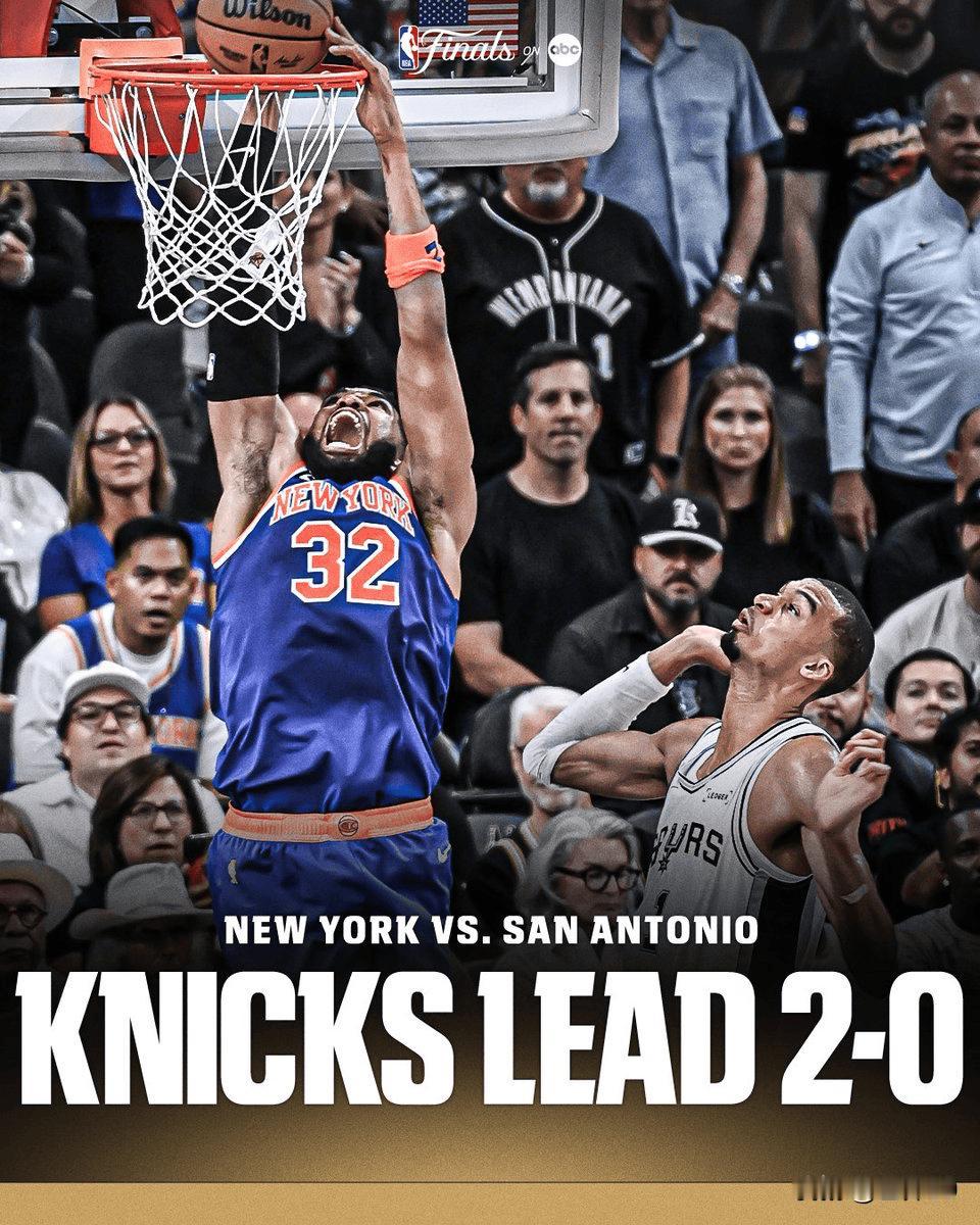 1分险胜！尼克斯105:104再下一城2-0马刺，文班致命失误错失绝杀

NBA