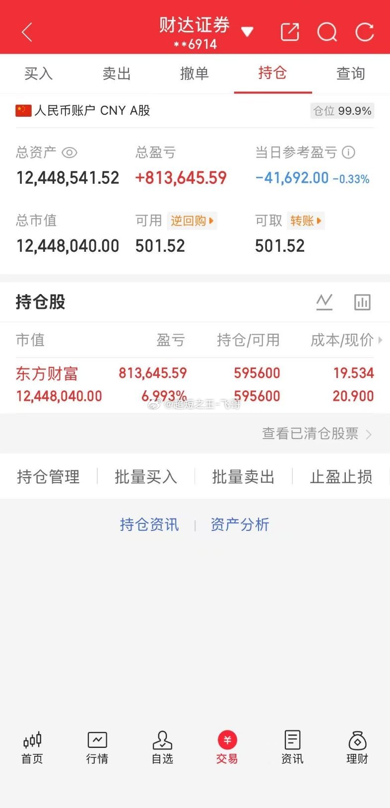 每日实盘实时更新，开盘思路、盘中操作、收盘总结，全程公开透明。今日操作：129天