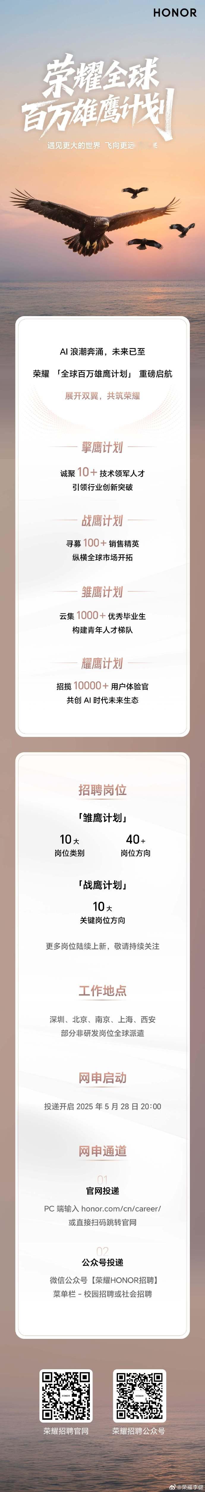 荣耀CEO李健国内首秀全球招募人才 荣耀这次玩真的！昨天CEO李健官宣启动"全球