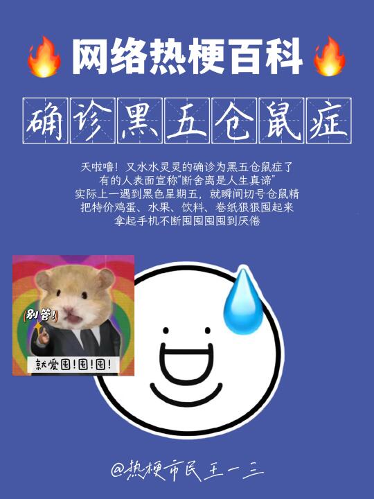 网络热梗流行语百科✅确诊为黑五仓鼠症