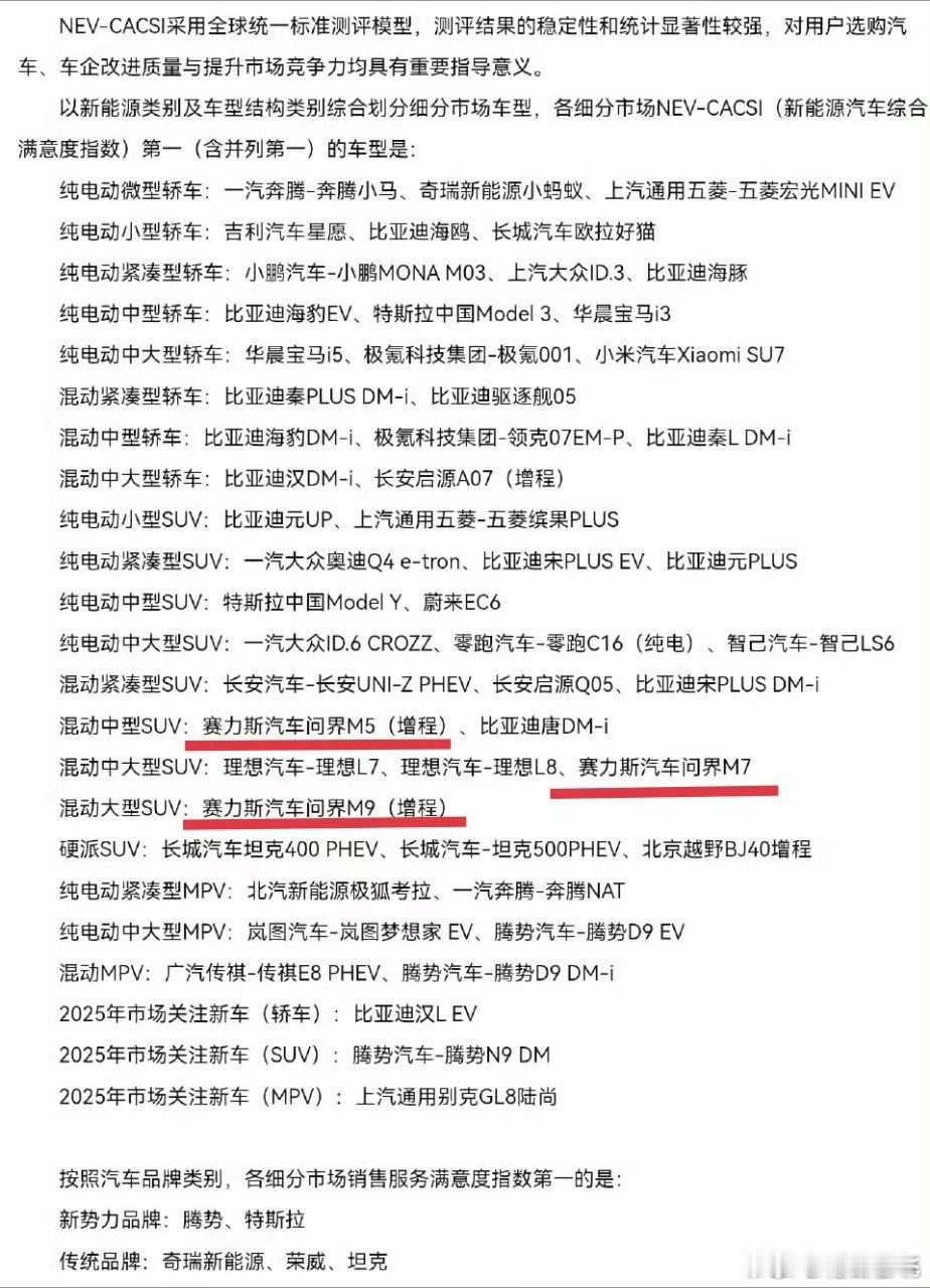 好消息:小米su7喜提第一。更好的消息:问界有3款车也是第一。 