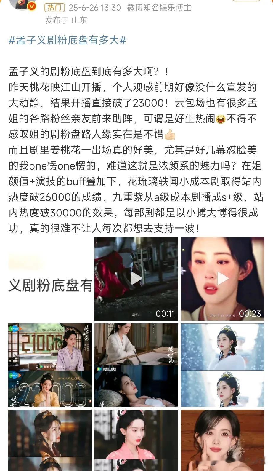 感觉《桃花映江山》虽然一番是刘学义，但是更有扛剧压力的是孟子义。

因为这是她《