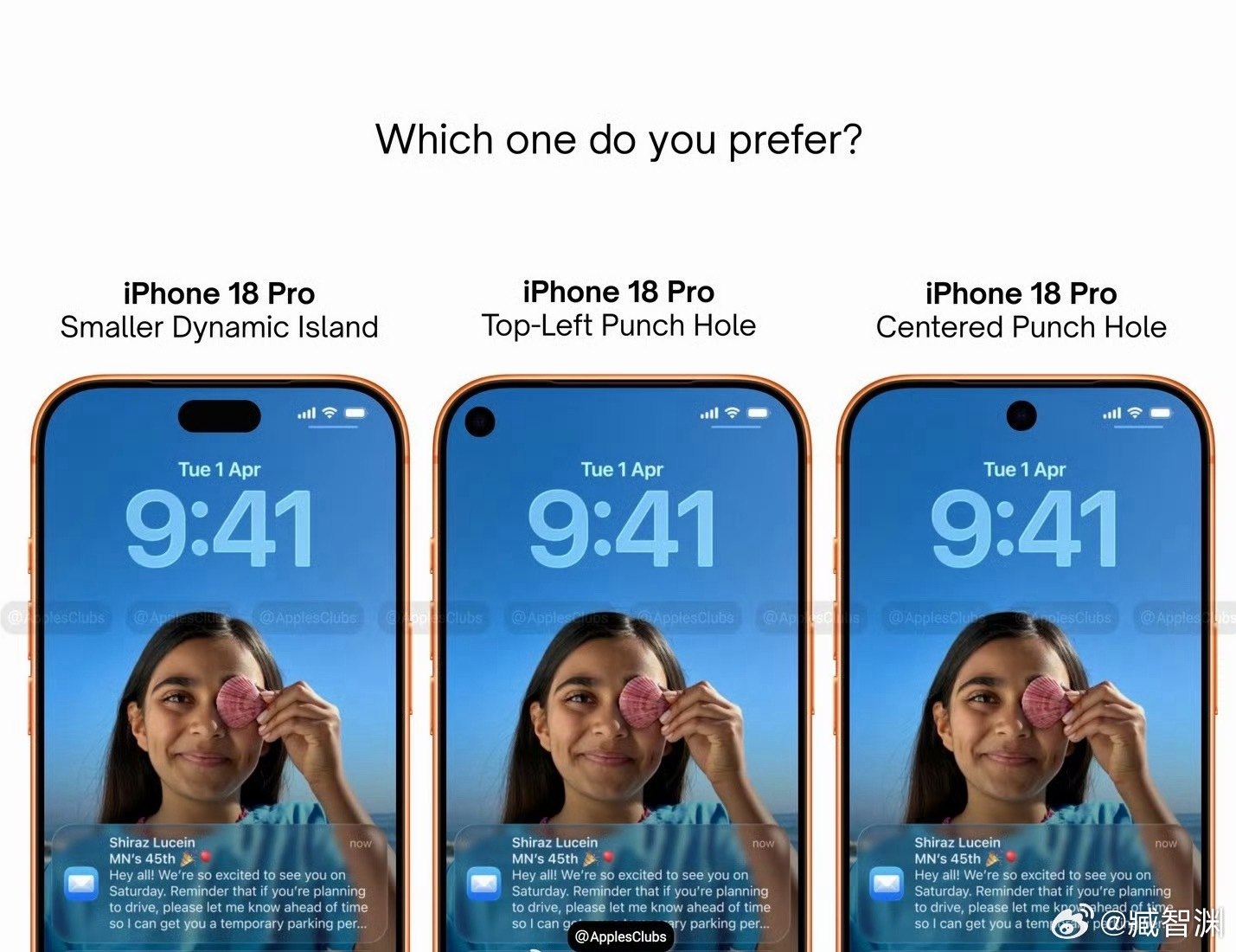iPhone18Pro新爆料iPhone 18 Pro大概是这三种可能性了，中间