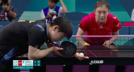 #陈梦来到赛点局#   11比9！陈梦赢下了关键第五局，来到了自己的赛点局！我个