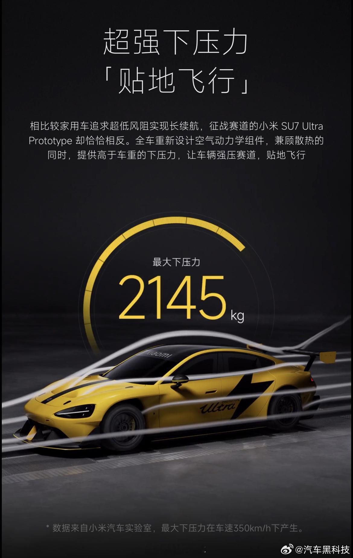 #350时速的小米汽车下压力大到2.1吨# 跑车的下压力不仅来自尾翼和外部空气学