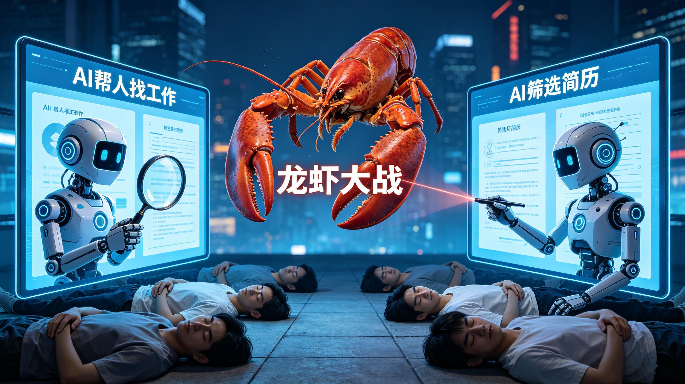 半夜睡醒AI还在帮我找工作一边是AI彻夜帮人找工作，一边是AI熬夜帮人筛选简历，