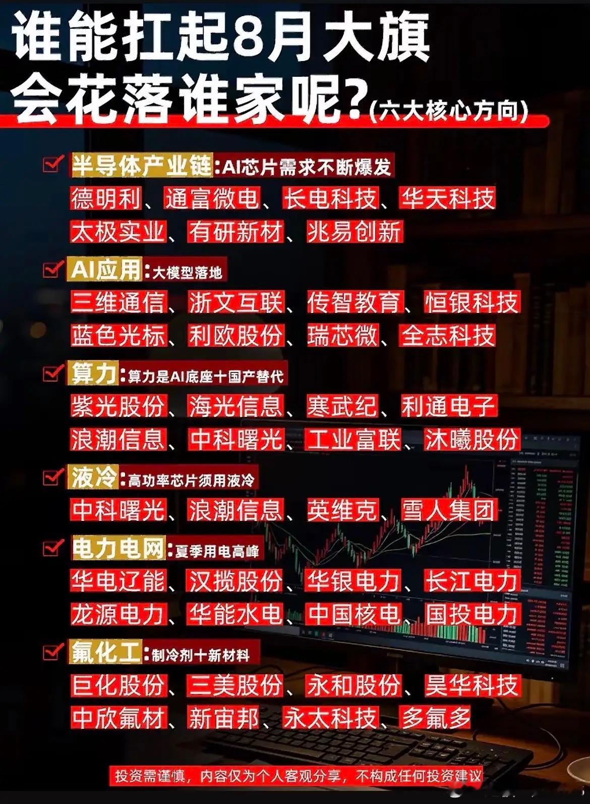 避开杂乱轮动！8月六大核心赛道，主力资金重点瞄准这里！ 