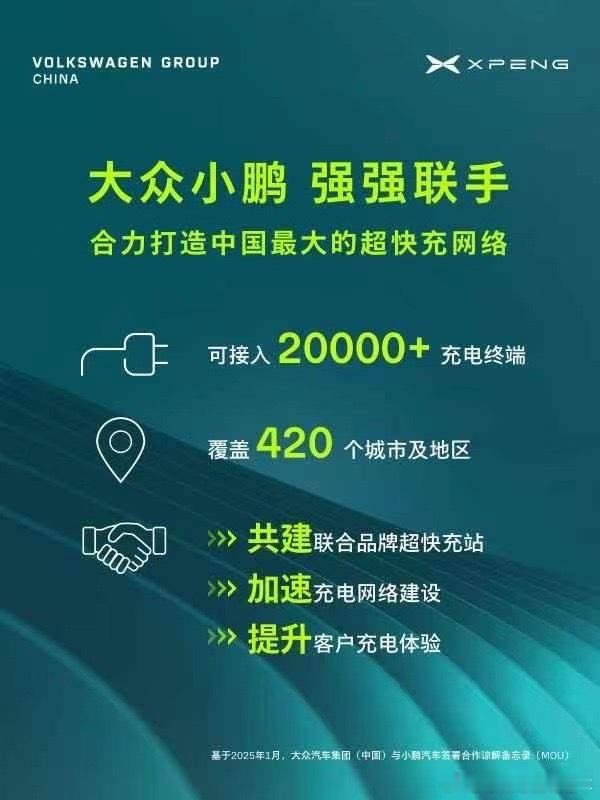 大众和小鹏合作，以后充电网络要并网了？大众和小鹏合作补能网络，大众有开迈斯，小鹏