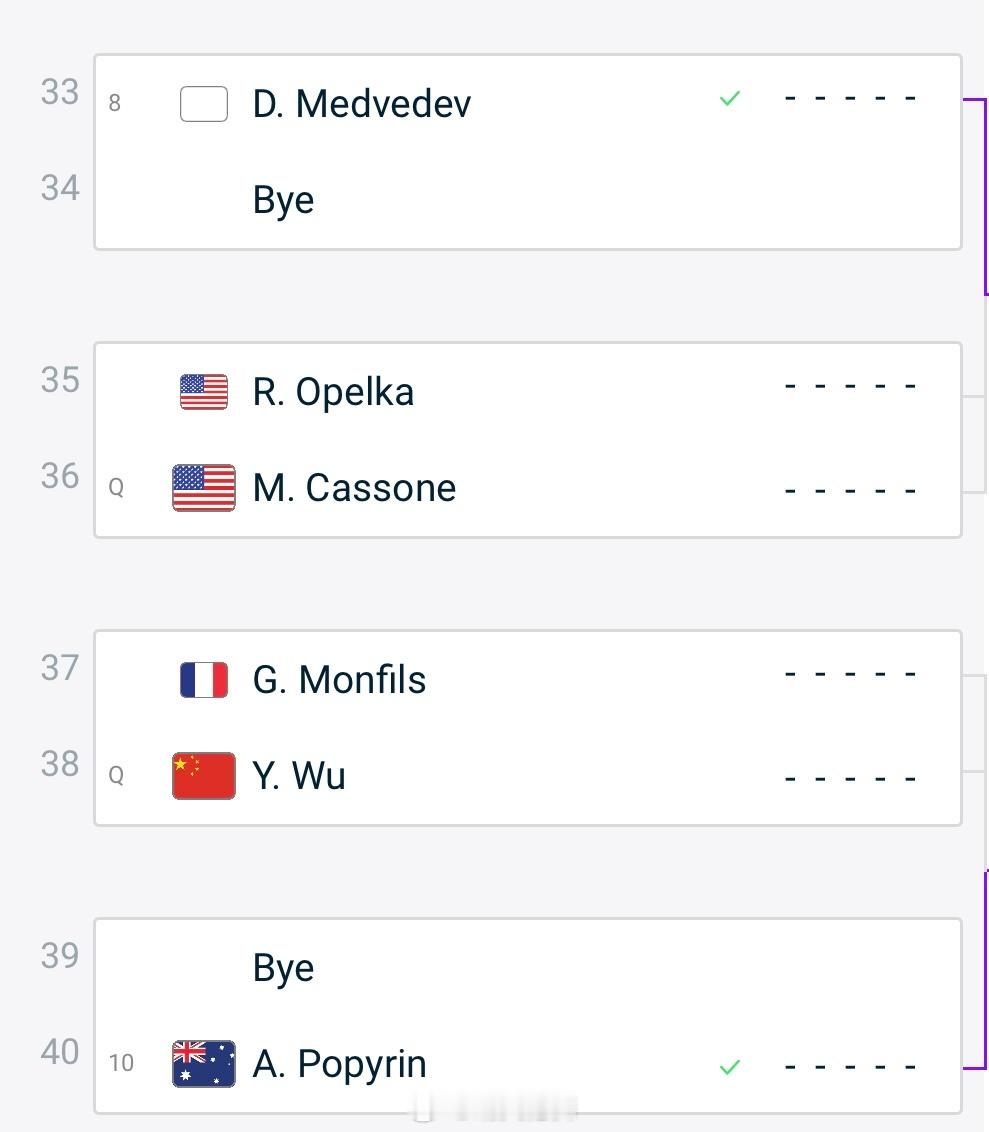 华盛顿ATP500首轮对阵吴易昺🇨🇳 vs 孟菲尔斯🇫🇷吴易昺2比1穆泰