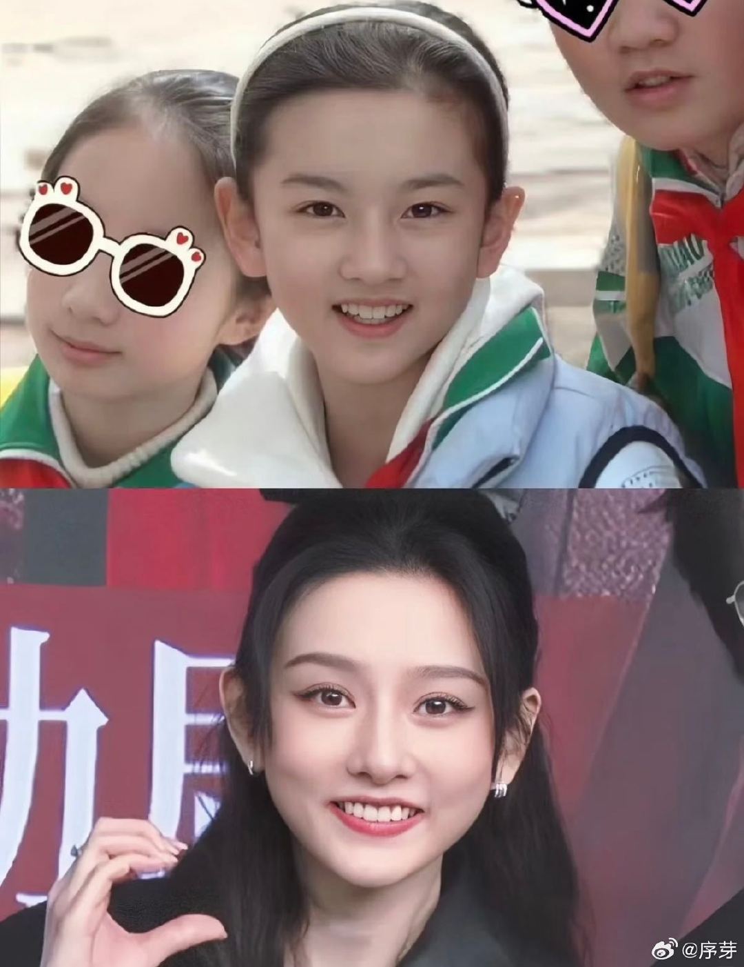 宋祖儿帽子比脸大了一圈真的从小等比例长大的宋祖儿，现在都头围看着不仅和小时候的自