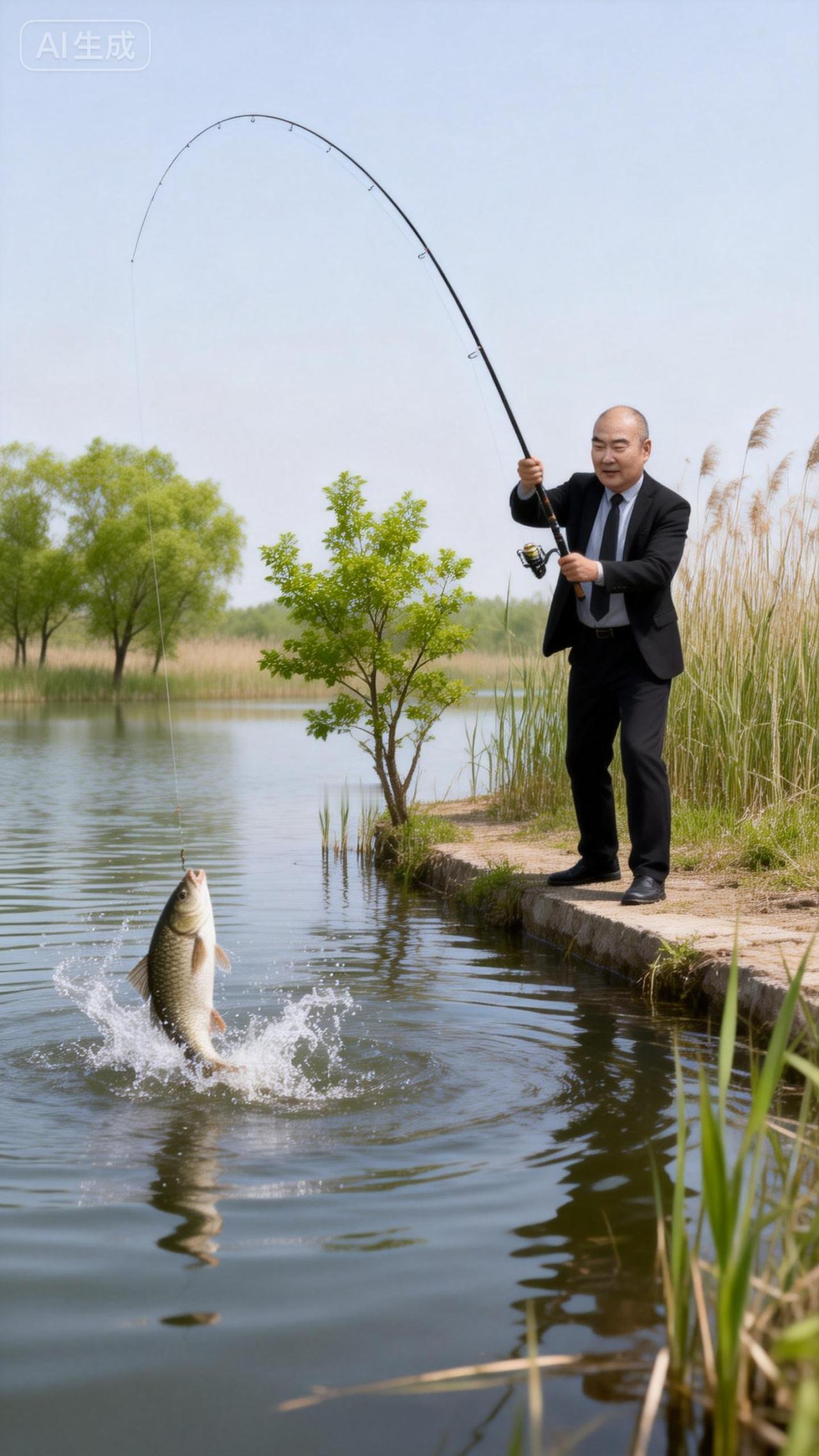今天起了个大早，驱车50多里到京唐大运河钓鱼。早上6点多，天气凉爽，风景绝美，空