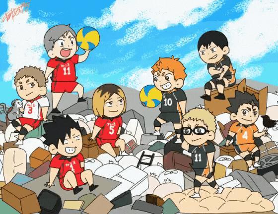 もみあげ画师太太绘制剧场版「垃圾场的决战」展示会视觉图Q版gif[爱慕]#排球少