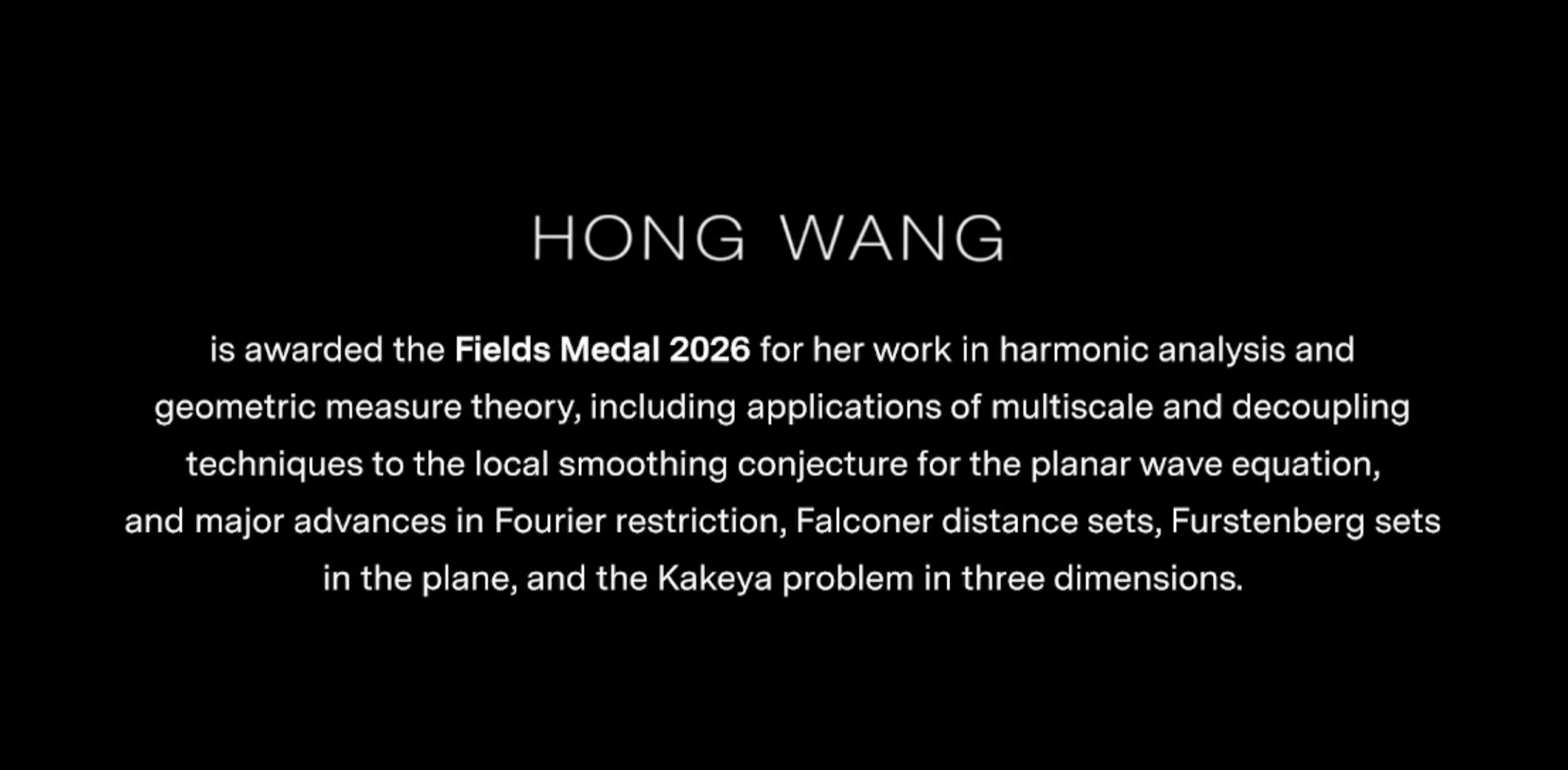 #中国籍数学家首获菲尔兹奖# 刚说完不急，王虹就公布了！恭喜两位中国数学家！#菲