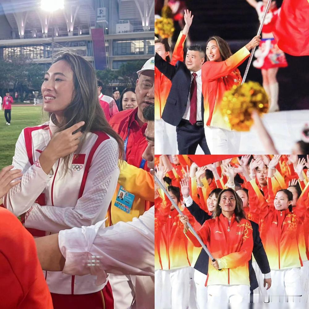 全运会
​
最离奇的一幕出现了
​
郑钦文首次担任开幕式旗手，没想到现场观众的热