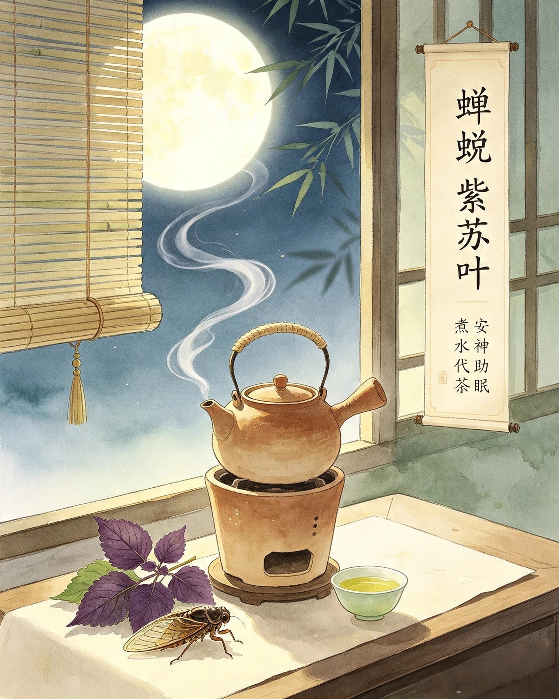 蝉蜕6g、紫苏叶6g 煮水代茶饮，侧重安神助眠解析一、配伍为什么能安神安眠蝉蜕入