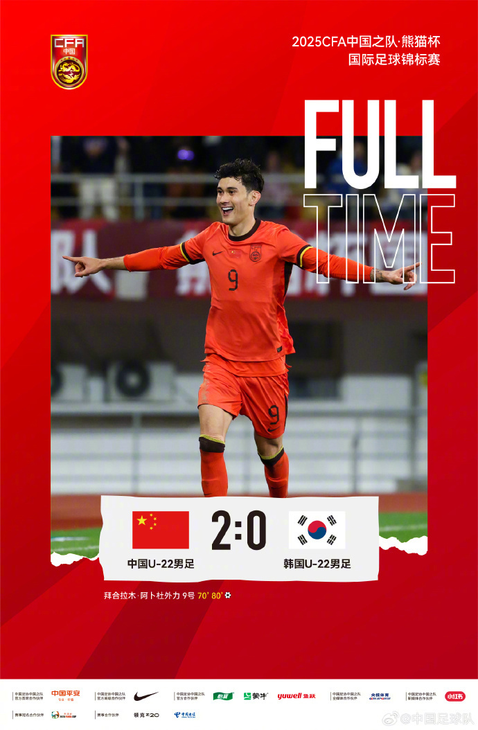 今日熊猫杯U22国足2-0战胜韩国，值得一提的是，U22国足今年两战韩国全胜，3