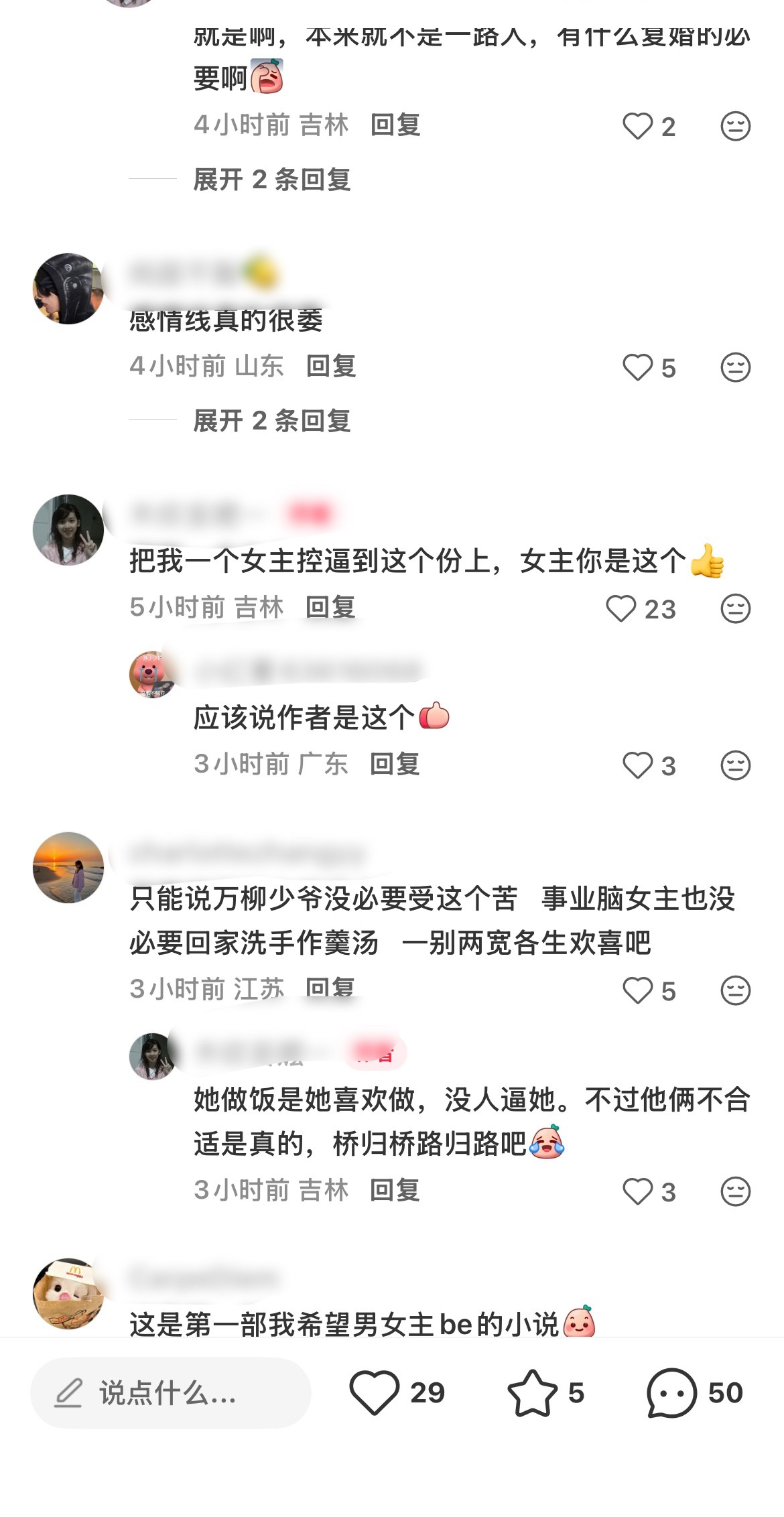 一群老妈子逮着女主骂把自己代入进去了吧一口一个做饭婆 男主就是万柳少爷这群神人看