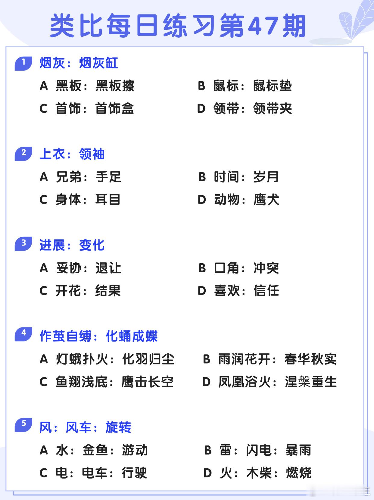 图推类比每日练习第47期图推难度：☆☆类比难度：☆☆事业单位事业单位联考决战公考