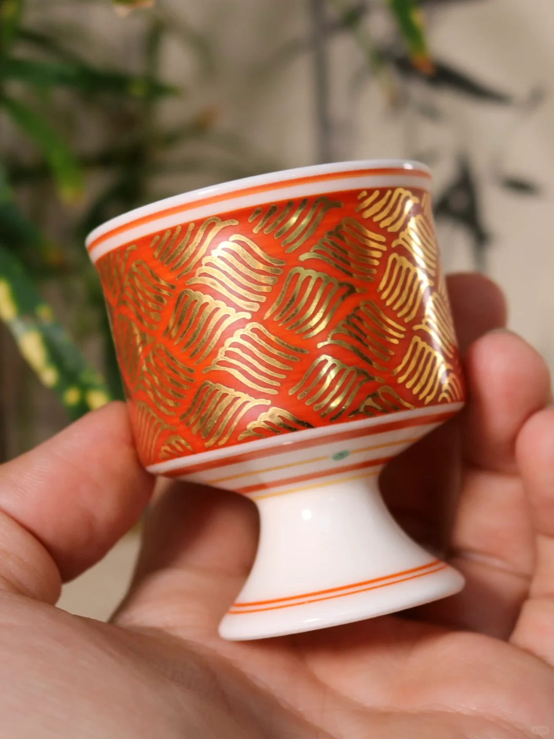 手工原创｜红地描金～富贵感高级感并存的杯杯