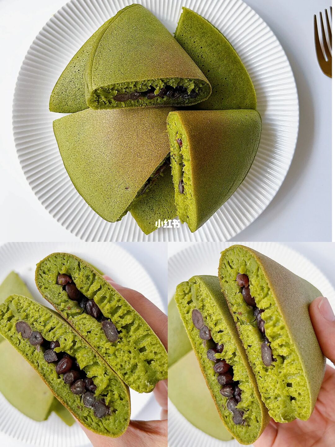 免烤箱‼️抹茶红豆厚松饼，简单又好吃
