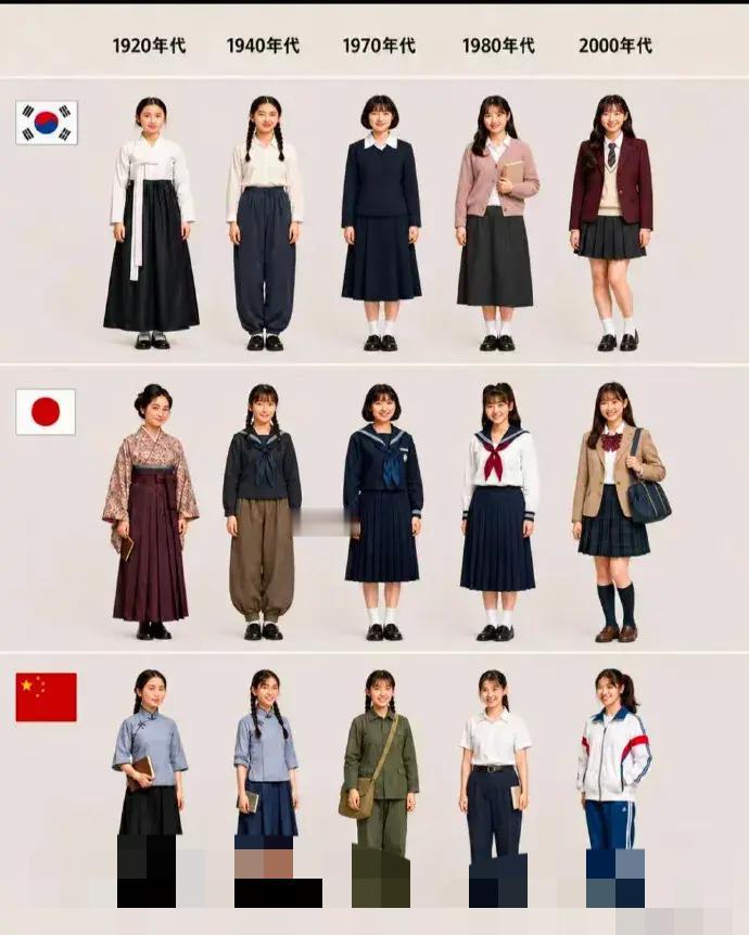 一眼看清中日韩三国女生校服的百年变迁。你最喜欢哪一款？

从1920年代到200