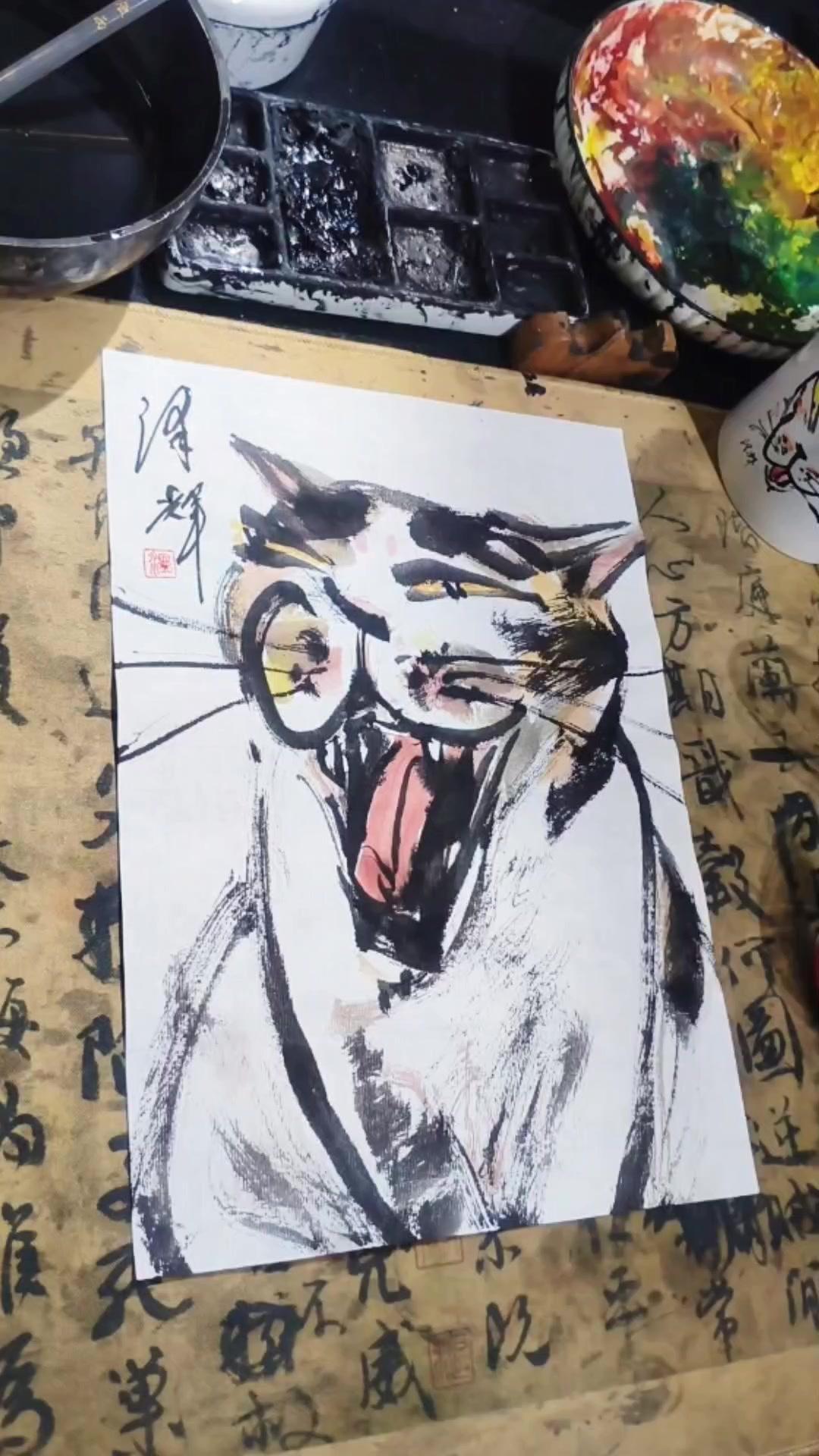 🤩给毛孩子画肖像也太可爱了！我家猫咪被抽中，画成潦草风，居然意外戳中萌点～
