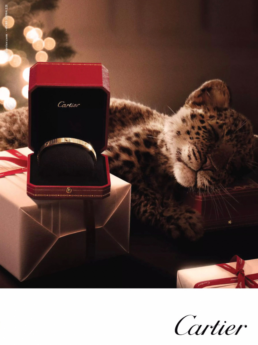 Cartier今年的假日广告，以可爱的小猎豹为主角 
