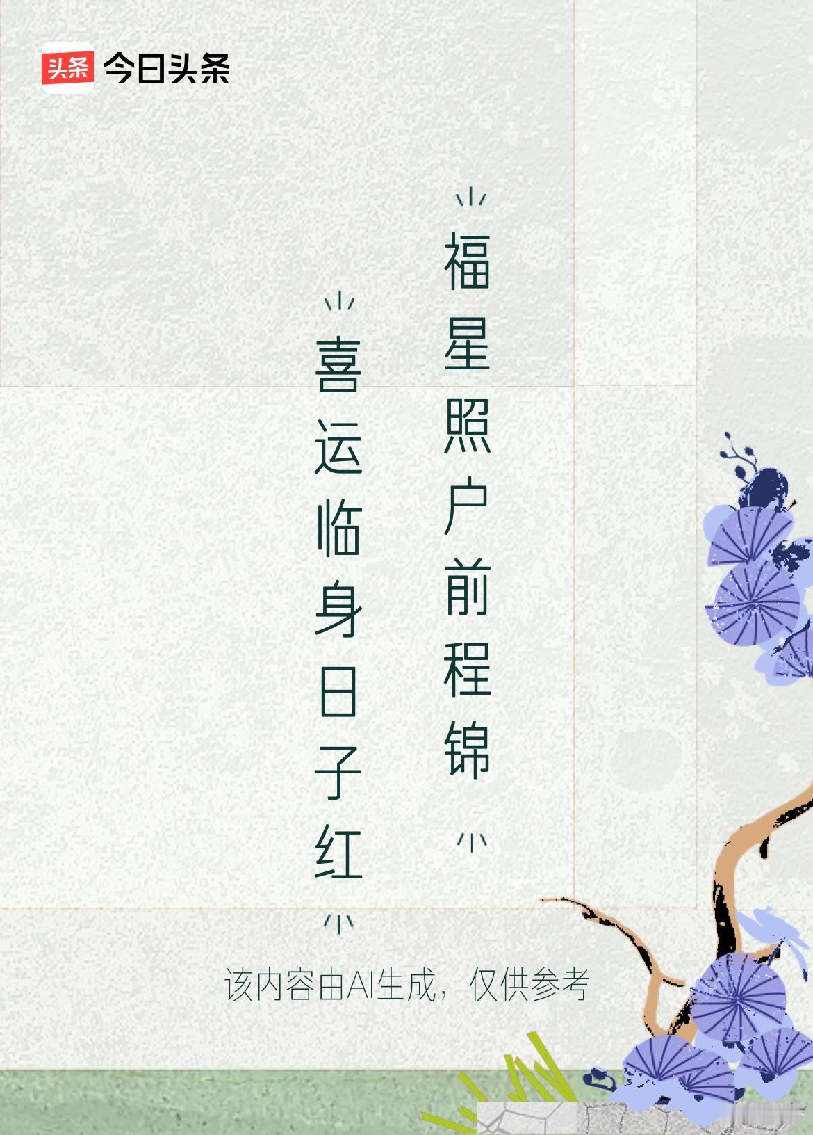 喜运临身日子红
福星照户前程锦