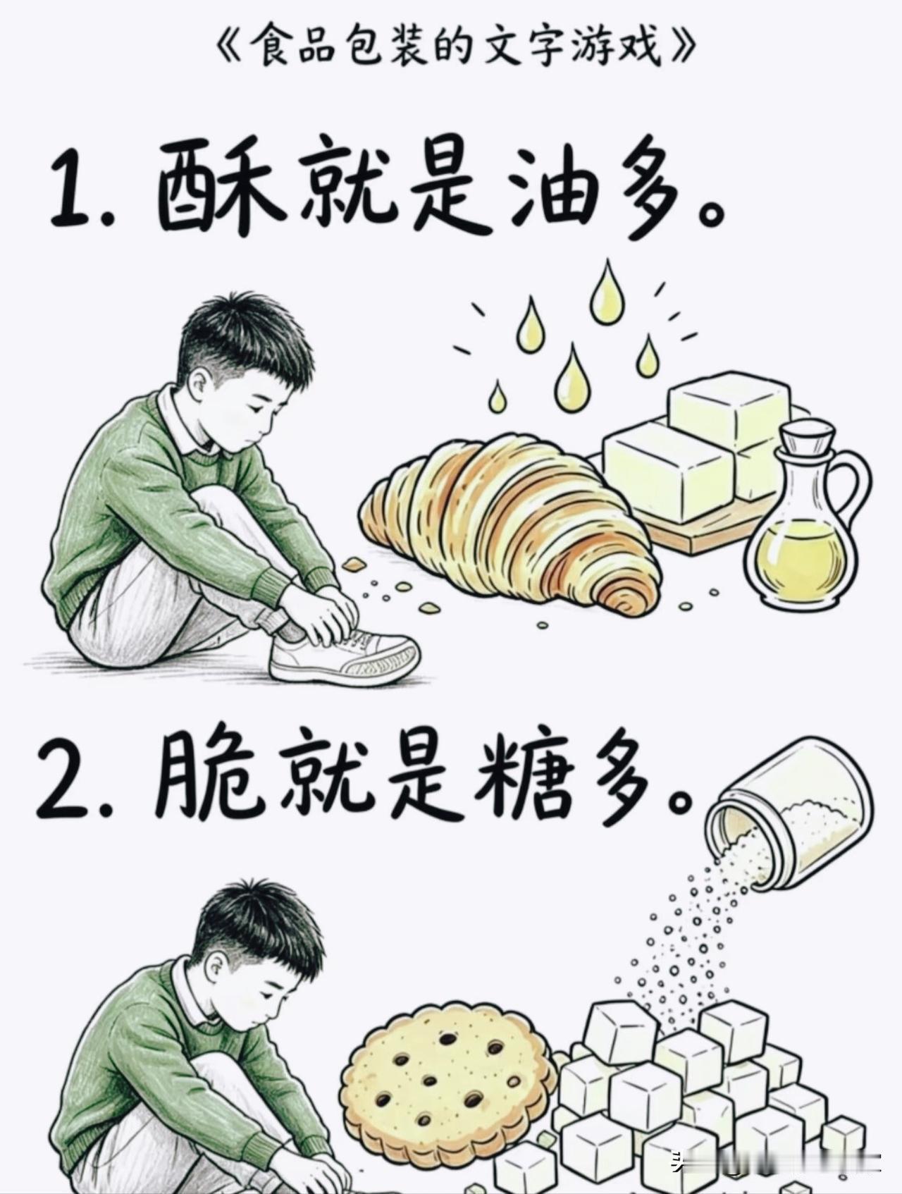 食品包装的文字游戏！别被外包装标语忽悠住🍪
 
买零食总被“零糖、非油炸、粗粮