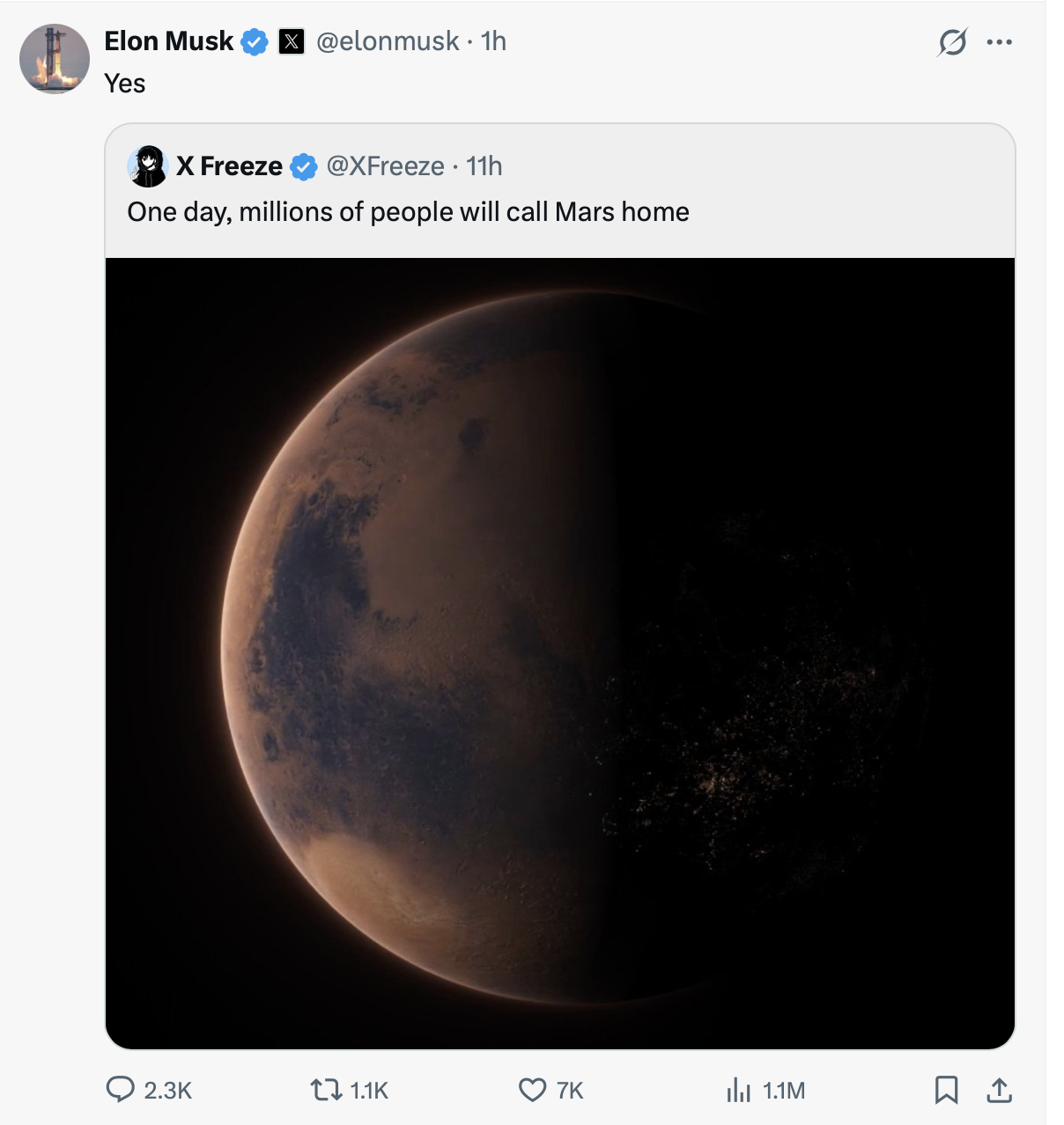 终有一天，数以百万计的人会把火星当作自己的家。 