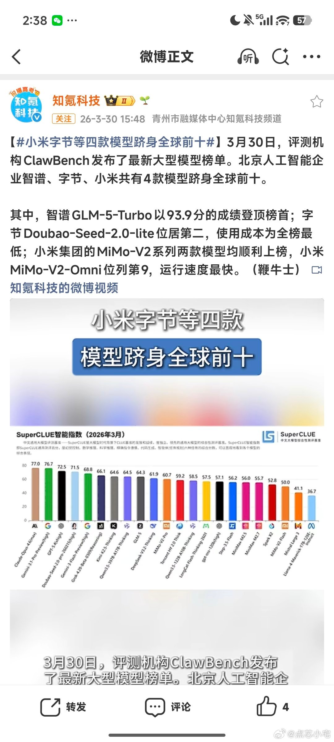 小米字节等四款模型跻身全球前十当小米、字节的AI模型与全球顶尖阵营同列，这不仅是