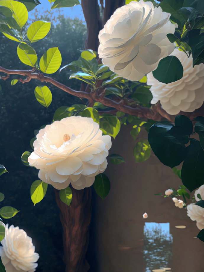 人间仙景 | 山茶花不懂白玫瑰 