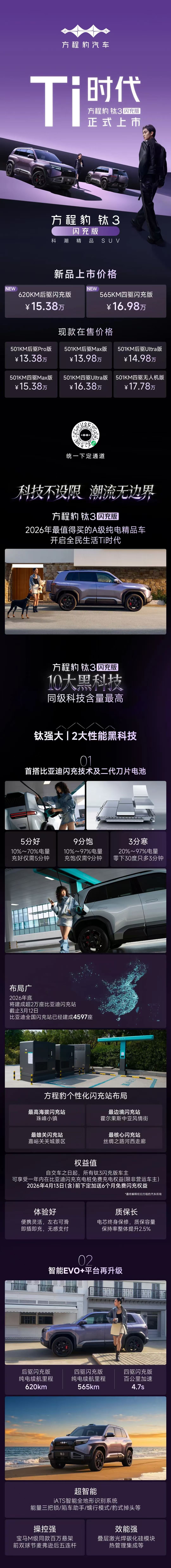 方程豹个性化闪充站布局方程豹 钛3 闪充版正式上市上市价格15.38万~16.9