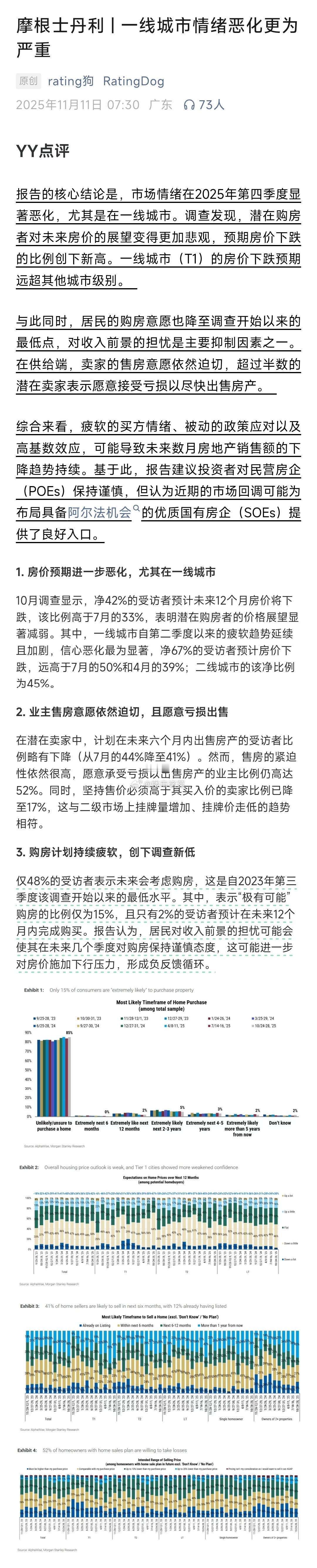 一线城市情绪恶化严重，这算不算是底部信号？
