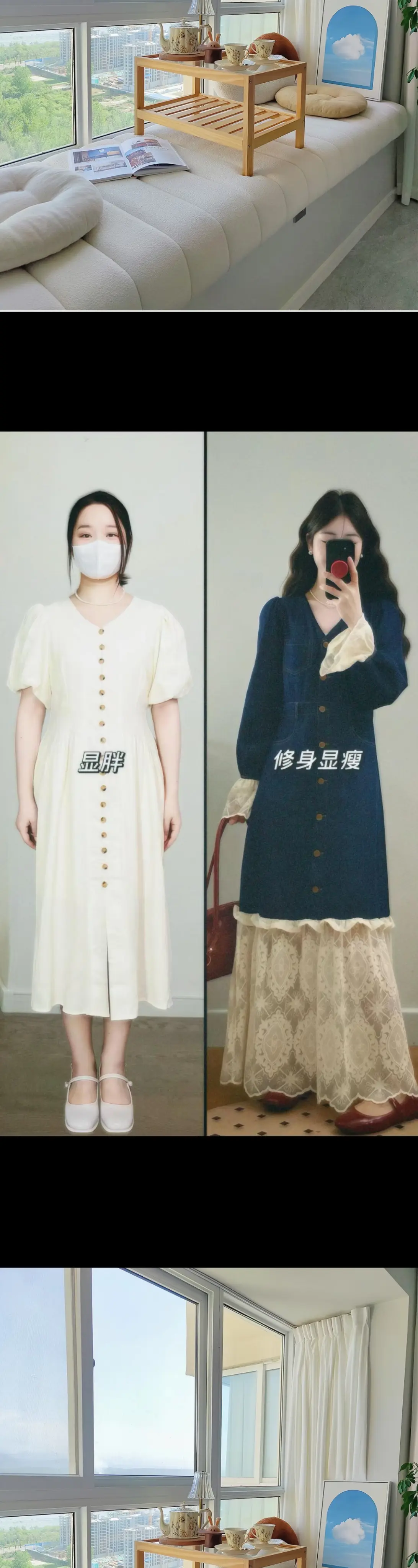 这条大码春季新款连衣裙简直是法式复古风的神！牛仔面料超有质感，收腰设计...