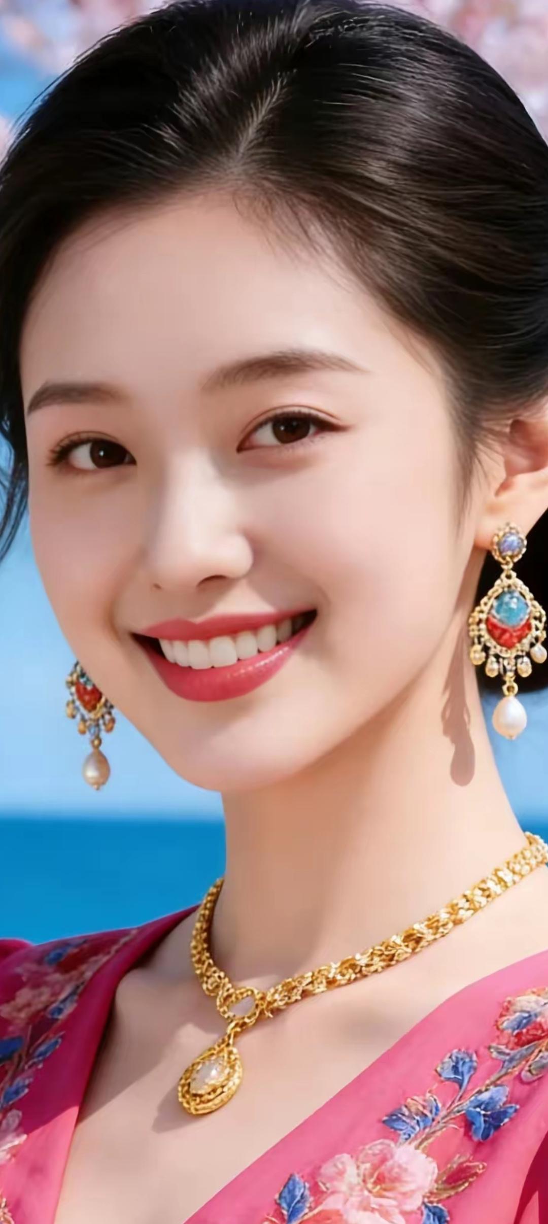 优雅微笑，珠宝闪耀，幸福时刻定格