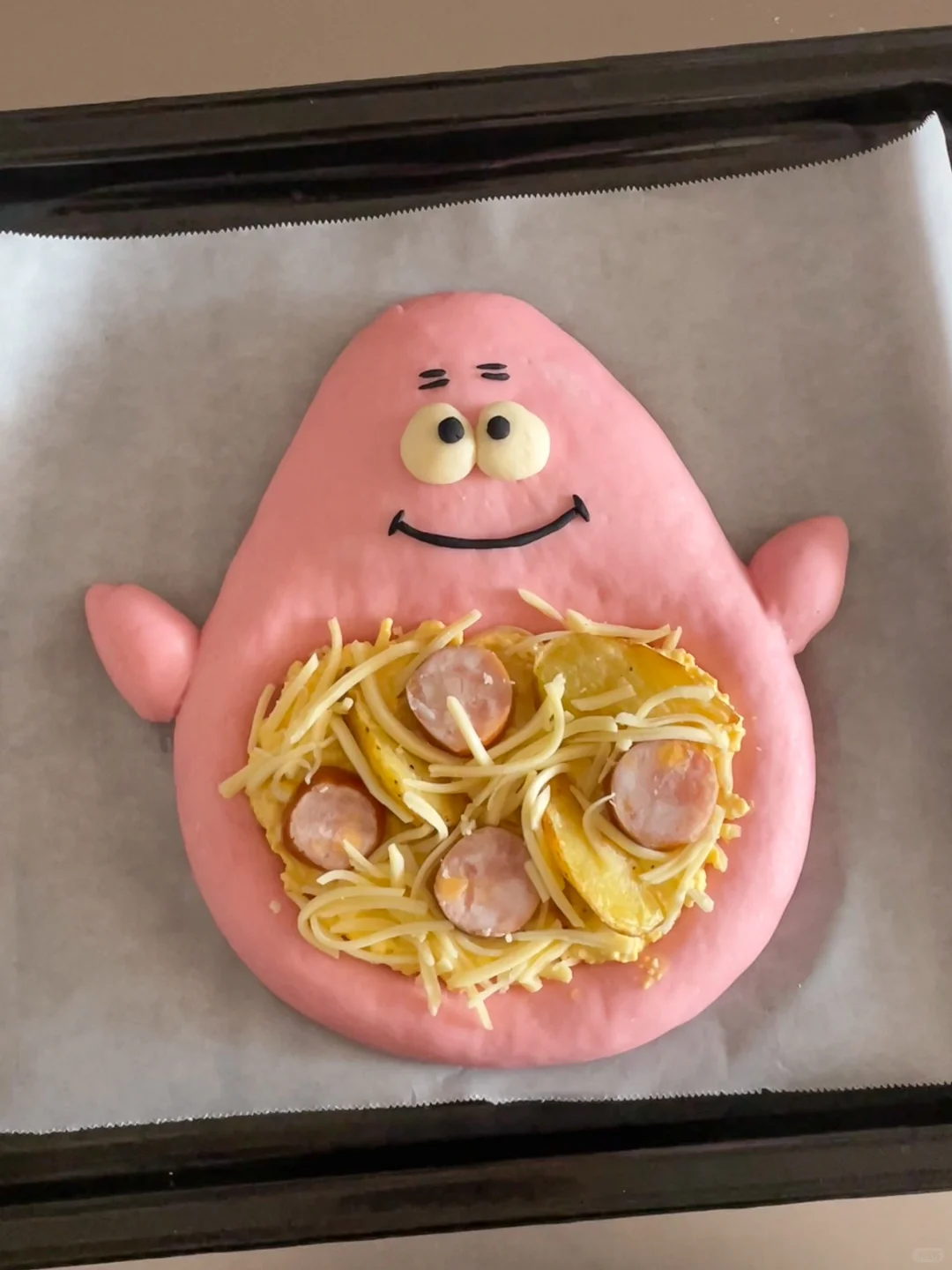 🌟派大星蛋黄酱薯角披萨 粉嘟嘟胖墩墩