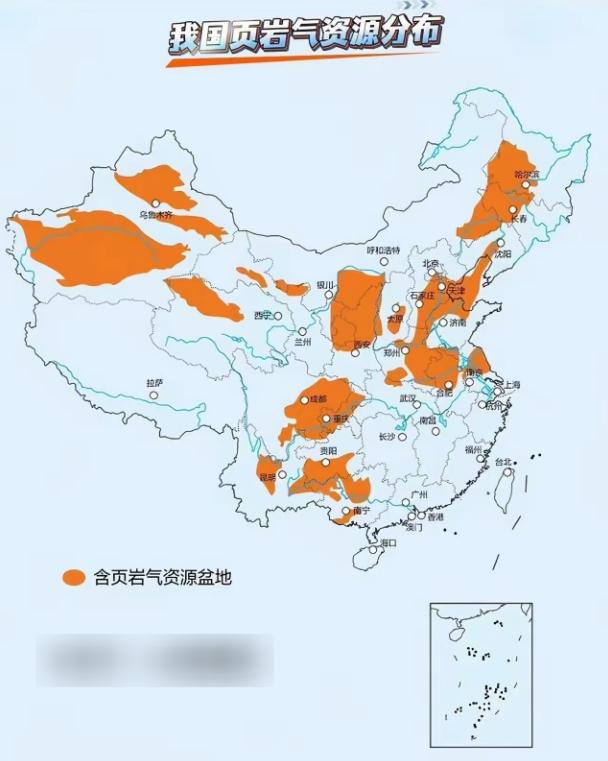 中国的页岩气资源，分布真的广泛！
页岩气与天然气的核心区别，在于储存方式、开采技