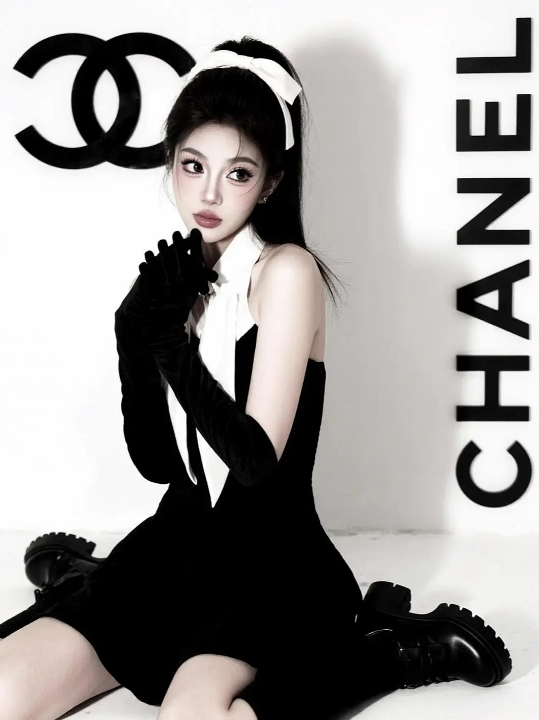 AI黑白香风照 随变ai随便玩 写真ootd穿搭